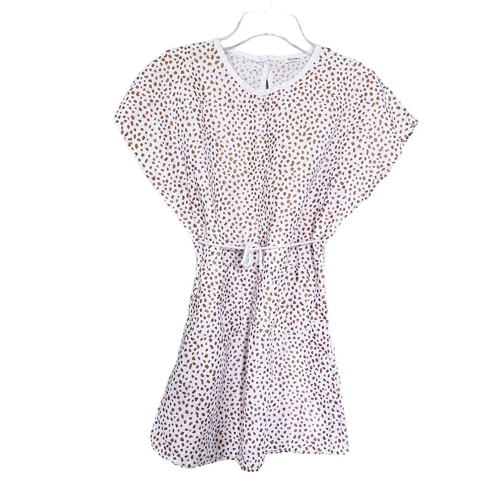Picnik girls linen blend tie front dress with metallic splotches size 8